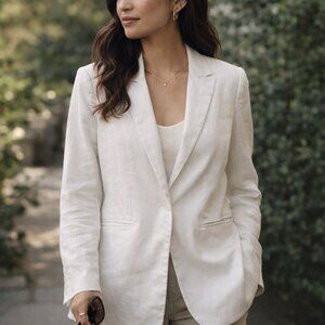 Banana Republic lined white blazer linen and cotton blend size 10